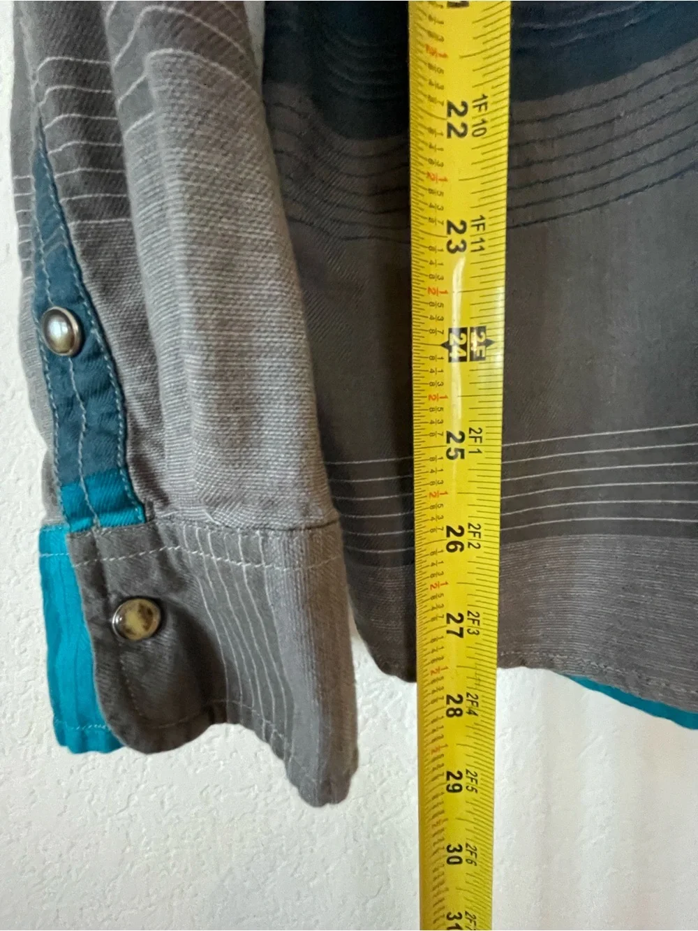 Levi's Men's Teal and Gray Striped Button-Down Shirt